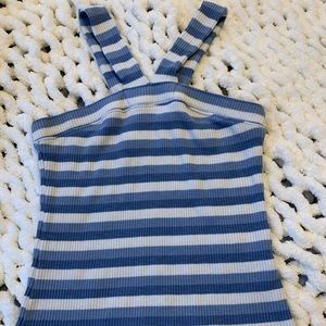 white & blue stripped tank